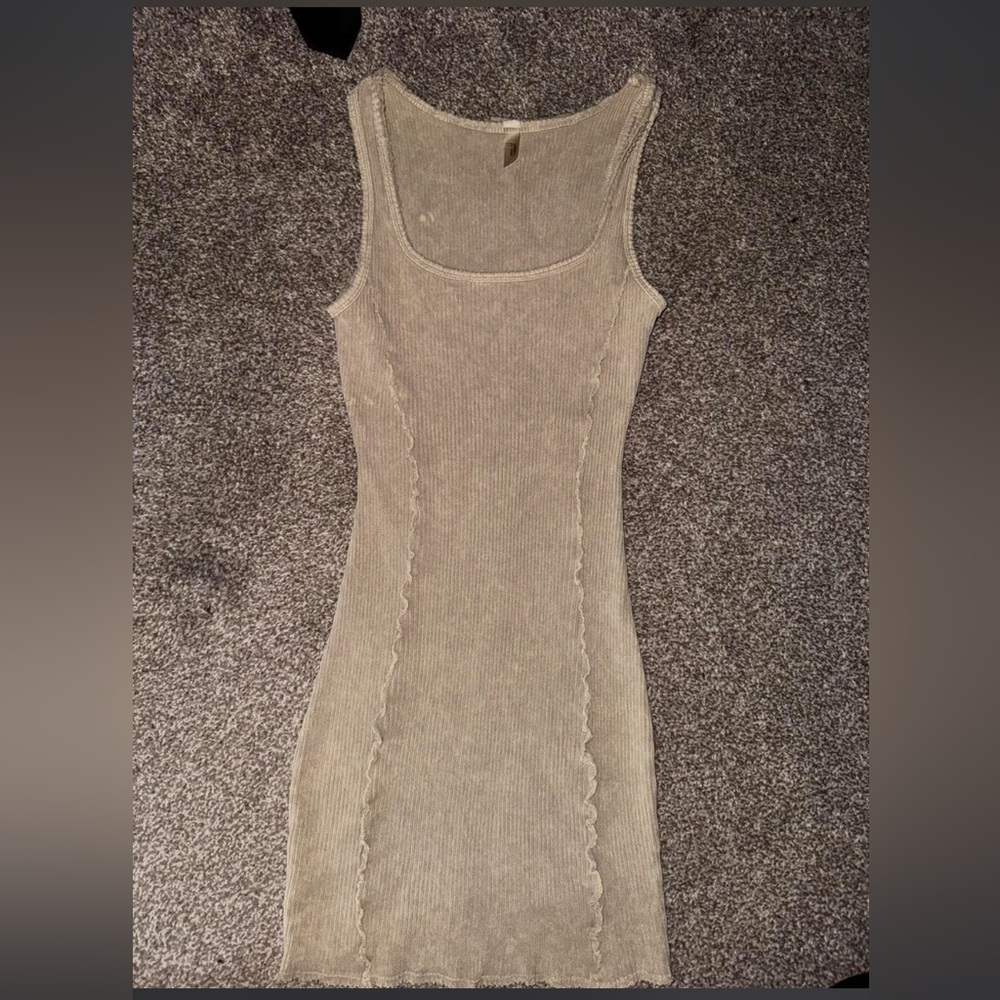 OOTDFash Beige Ribbed Mini Dress - Picture 4 of 6